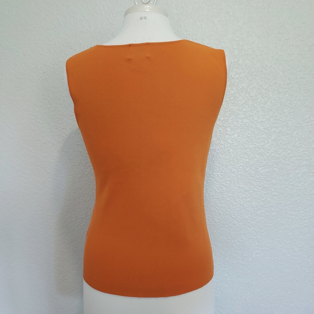 🔴3/$20 Ruby Rd. Orange Ribbed Sleeveless Blouse Size Large - Picture 7 of 9